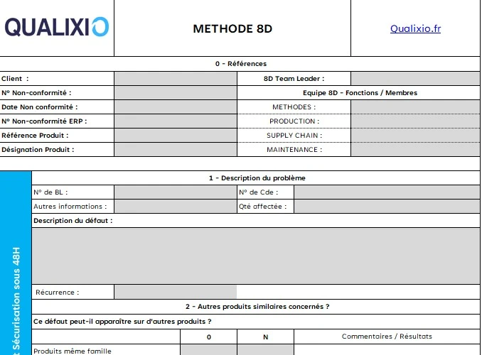 Formulaire Méthode 8D