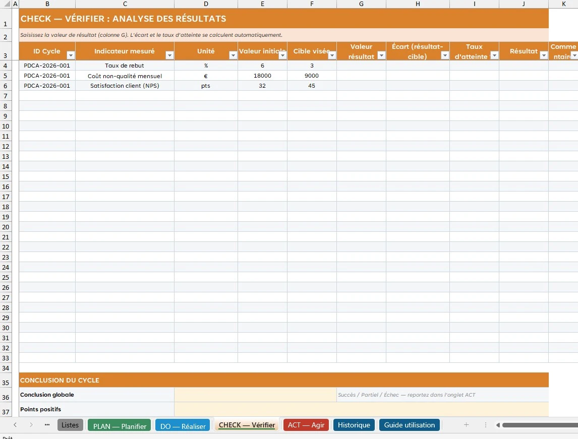 Aperçu du document de qualité : Modèle PDCA gratuit : gérer votre amélioration continue - Page 3